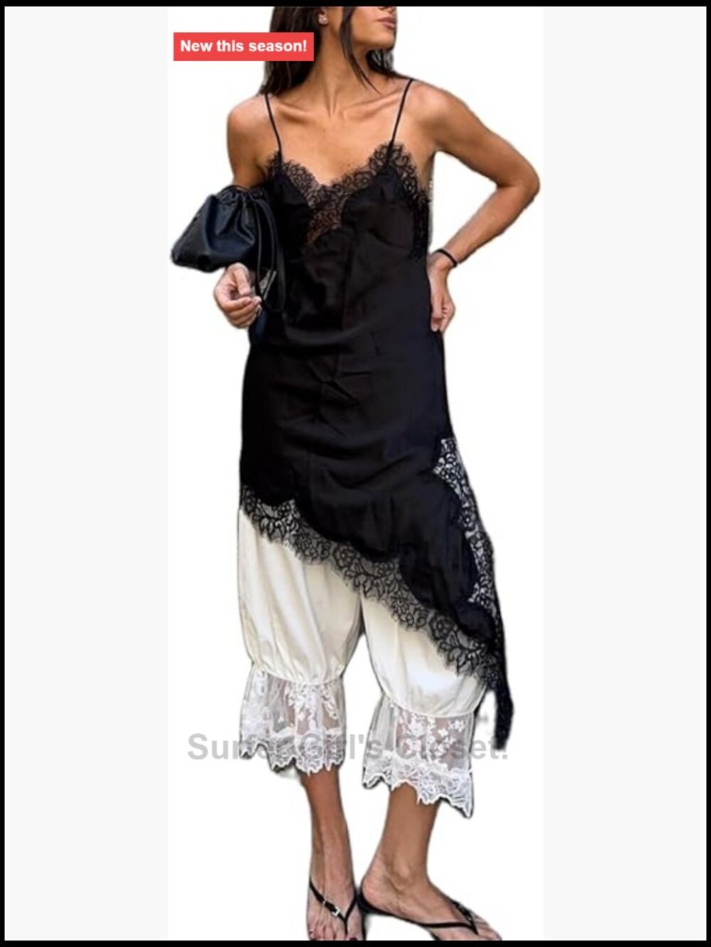 Satin Lace Trim Camisole Spaghetti Strap Silk Irregular Hem Cami Tank Top Party